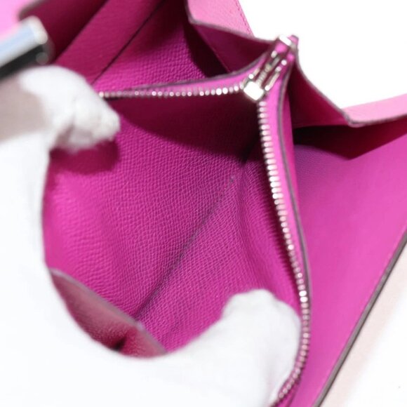 HERMES Constance Compact Wallet Leather Purple pink Auth 142362M - Picture 12 of 16